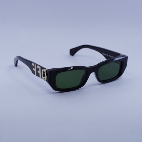 Off-White OERI124 FILLMORE 1055 Sunglasses Black Rectangle Frame Green Lenses